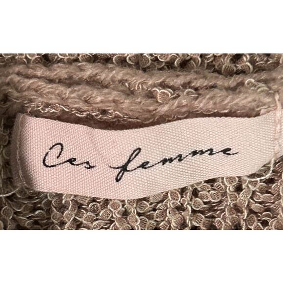 Ces Femmes Lightweight 3/4 Sleeve Oversized Tan Sweater Small - Picture 6 of 8